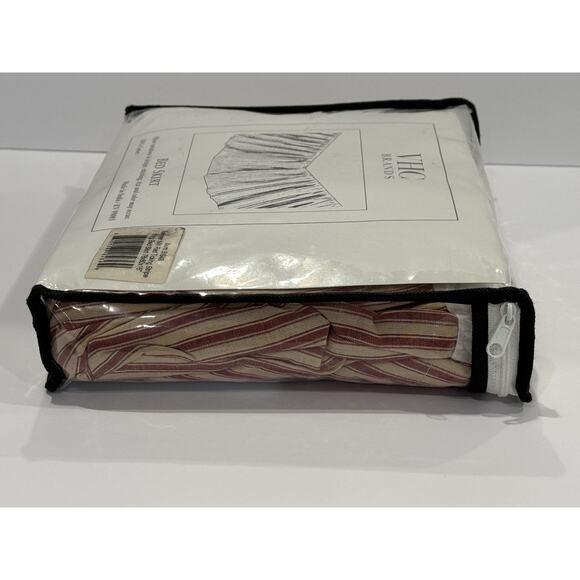 VHC Brands Sawyer Mill Farmhouse KING Red Ticking Stripe Bed Skirt - Picture 9 of 9